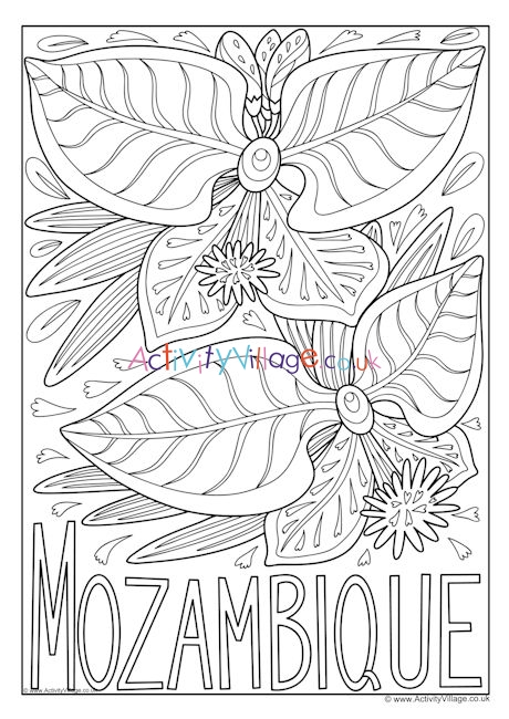 Mozambique national flower colouring page