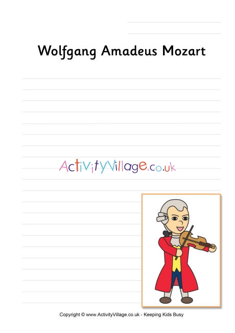 Mozart writing page
