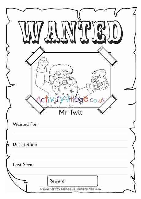 Mr Twit Wanted poster