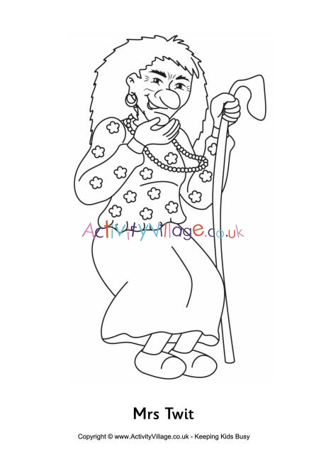 Mrs Twit colouring page