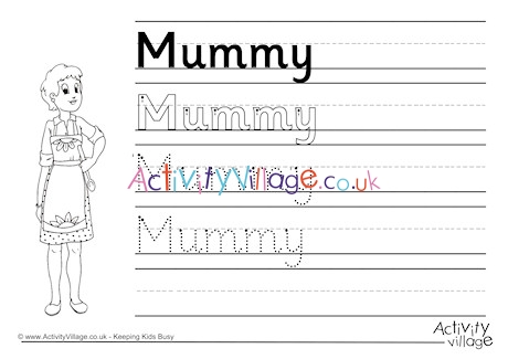 Mummy Handwriting Worksheet