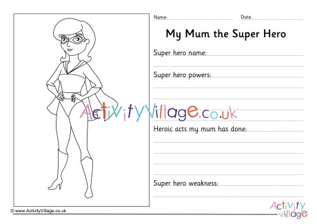 My Mum the Superhero Worksheet