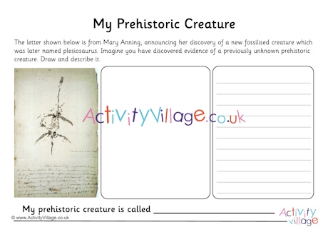 My prehistoric creature worksheet