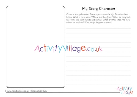 My Story Character Worksheet