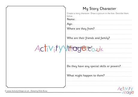 My Story Character Worksheet Guided