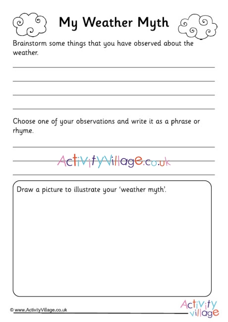 My Weather Myth Worksheet