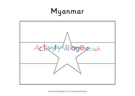 Myanmar Flag Colouring Page
