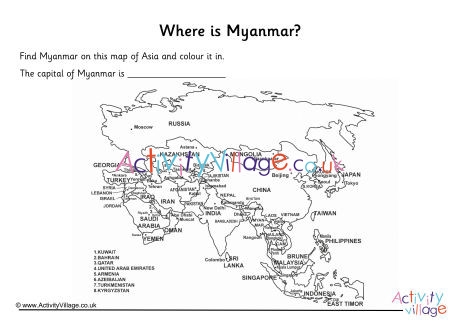 Myanmar Location Worksheet