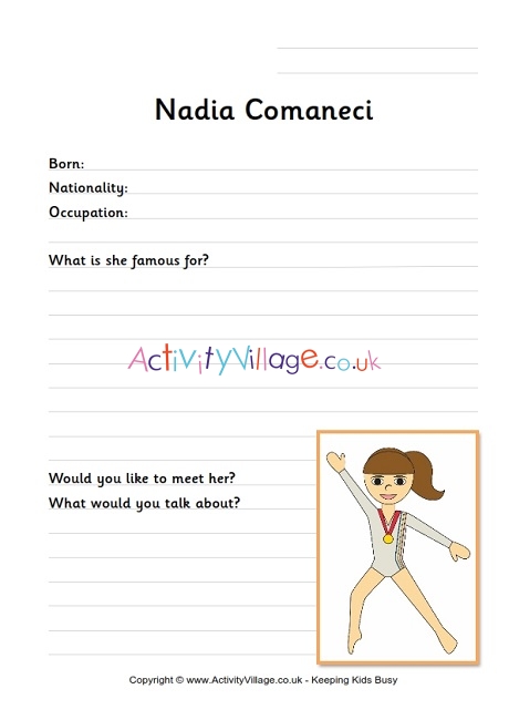 Nadia Comaneci worksheet