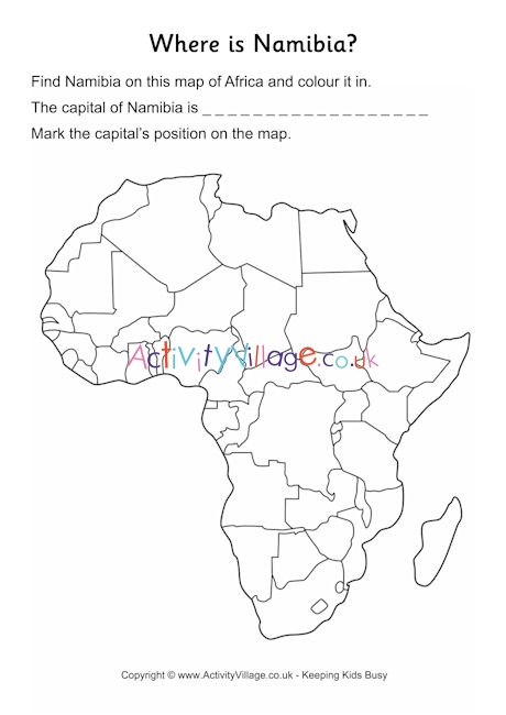 Namibia location worksheet