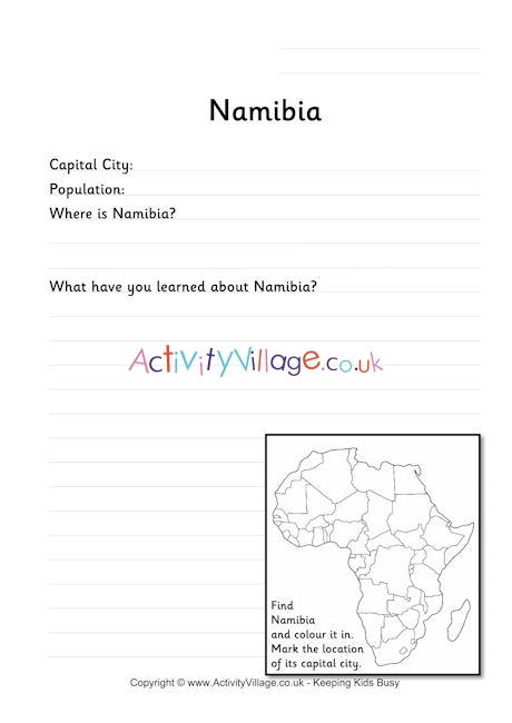 Namibia worksheet