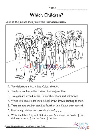 Naming positions picture worksheet 1