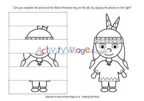 Complete the Native American boy puzzle