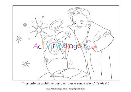Nativity colouring a child is born