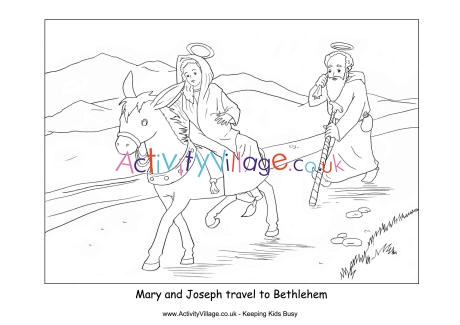 Nativity colouring journey to Bethlehem 
