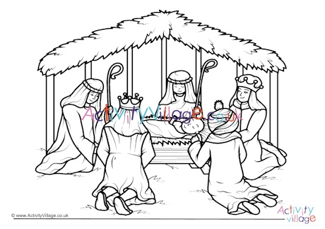 Nativity colouring page 2