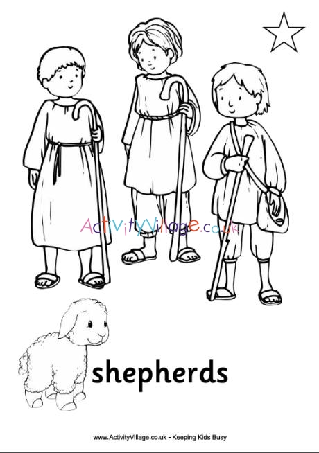 Nativity colouring pages - The Shepherds