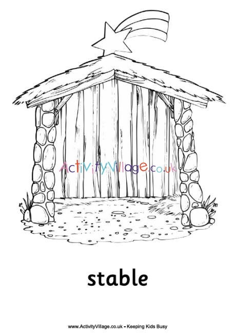 Nativity colouring pages - the stable