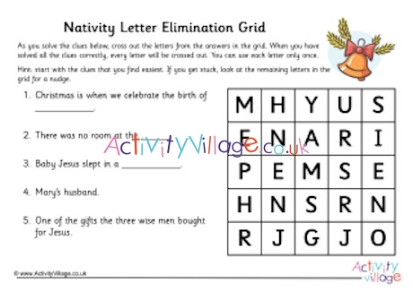 Nativity Letter Elimination Grid
