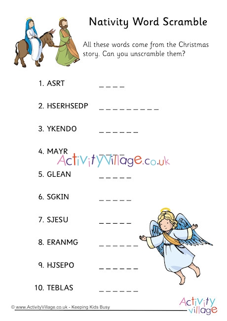 Nativity word scramble 1