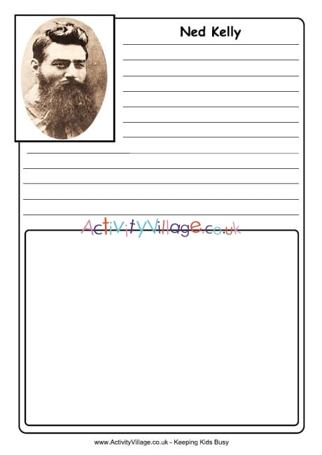 Ned Kelly notebooking page