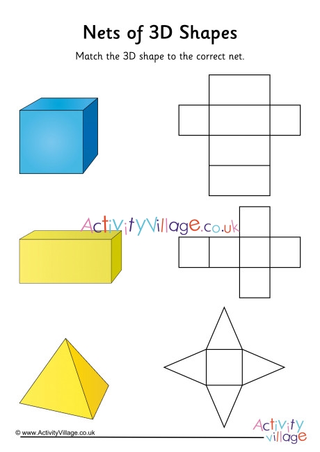 3d shapes nets worksheets