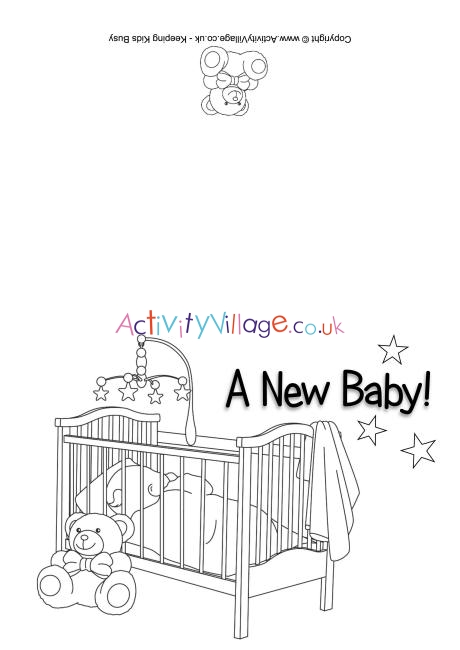 New baby colouring card