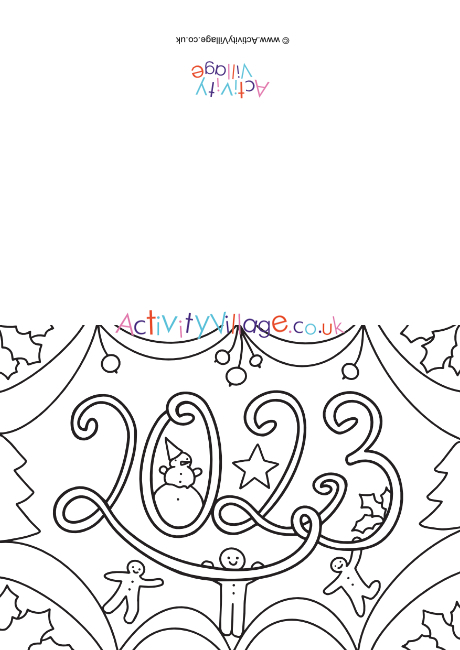 New Year 2023 colouring card 1