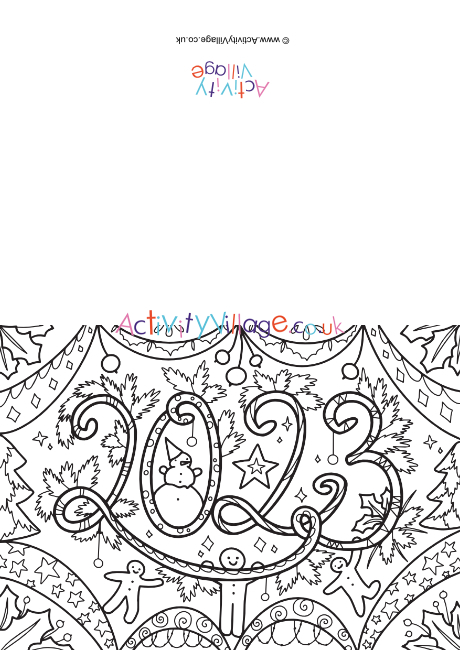 New Year 2023 colouring card 2