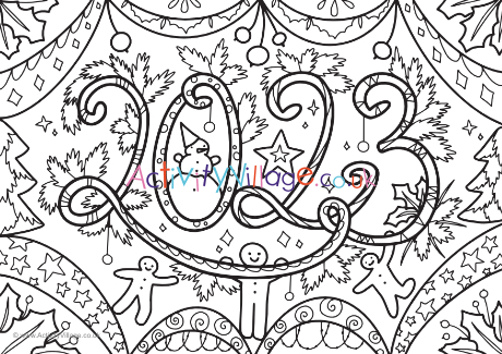 New Year 2023 colouring page 2