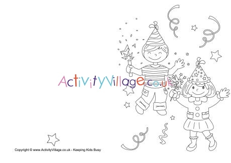 New year celebration colouring card