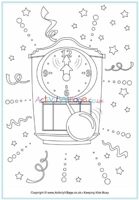 New Year Colouring Page - Midnight