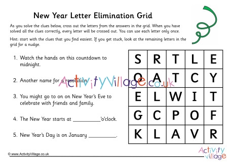 New Year Letter Elimination Grid