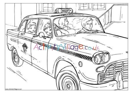 New York cab colouring page