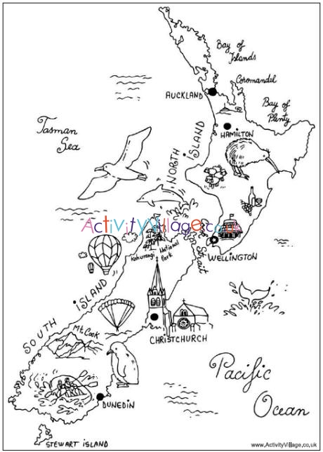 New Zealand colouring map