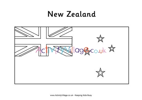New Zealand flag colouring page