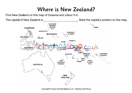 New Zealand location worksheet