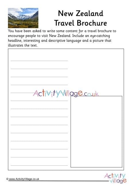 New Zealand Travel Brochure Worksheet