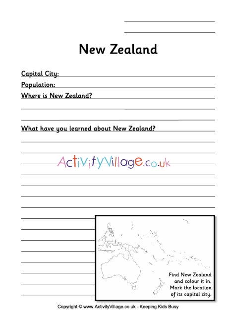 New Zealand worksheet