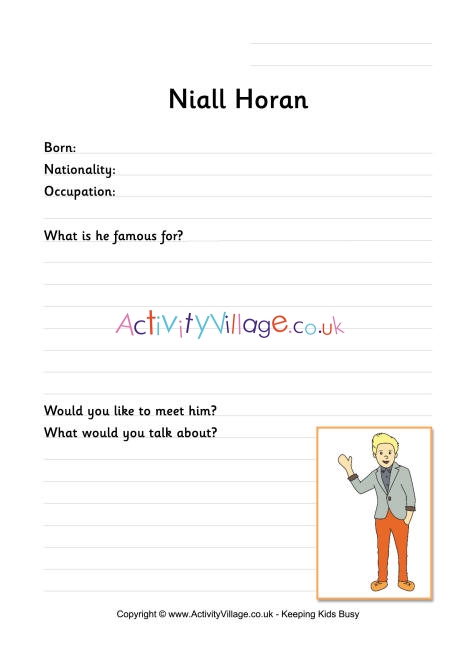Niall Horan worksheet