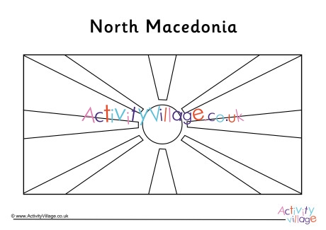 North Macedonia Flag Colouring Page