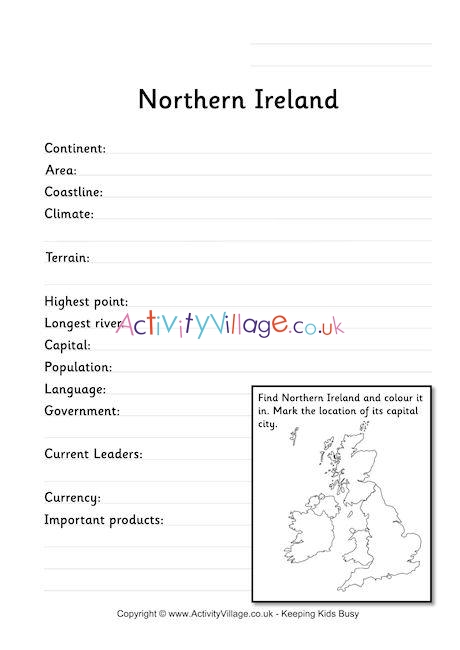 Northern Ireland Fact Worksheet