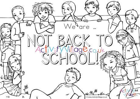Not back to school colouring page