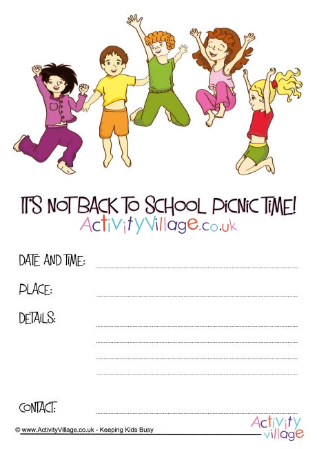 Not Back to School picnic invitation