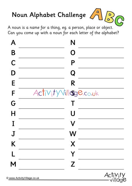 Noun Alphabet Challenge