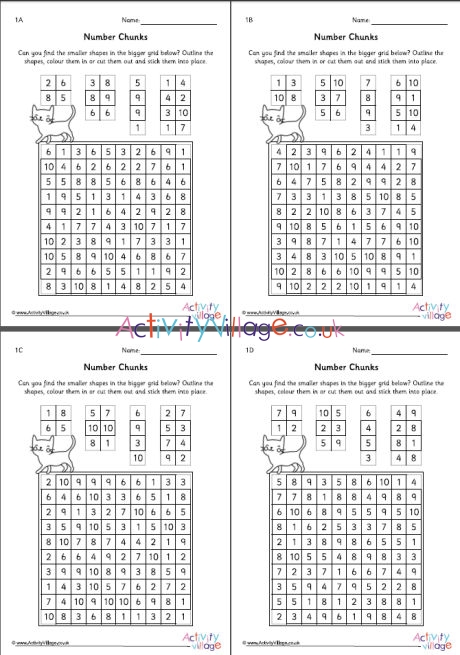 Number chunks puzzles set 1
