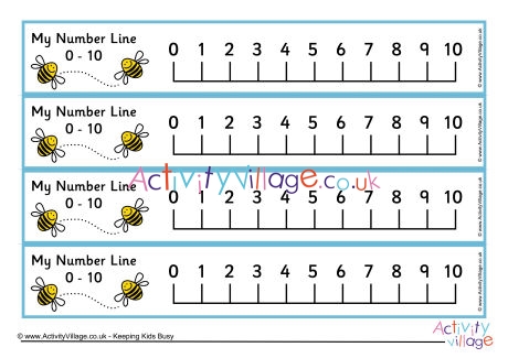Number line 0-10 - bees