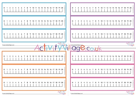 Number lines to 20 - bordered - numbers above