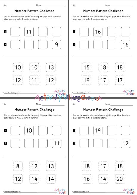 Number pattern worksheets set 4