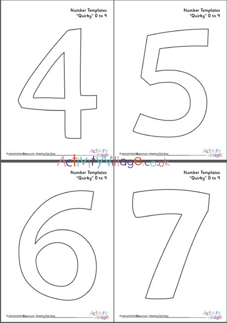 Number templates 0 to 9 - quirky